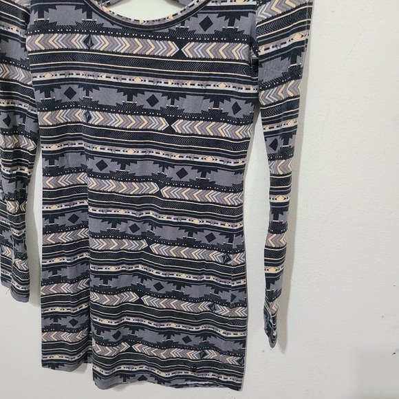 Volcom Boho Aztec Long Sleeve Skater Dress - Picture 2 of 7